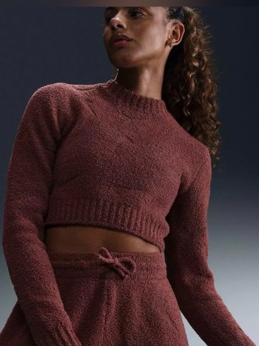 Nike Women's Phoenix Boucle Tight Knit Long-Sleeve Top